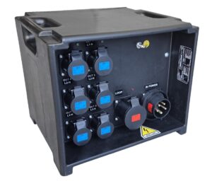 PBOX 32amp 3F+N+T 400/230V CUBE3, IN 32A 5P. OUT 6x 16A 3P, 1x 32A 5P.